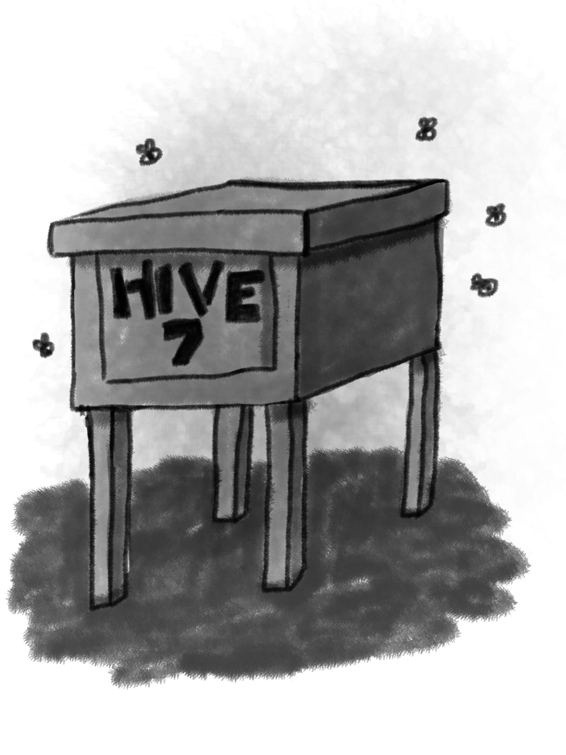 Illustration of a cabinet-style bee hive.