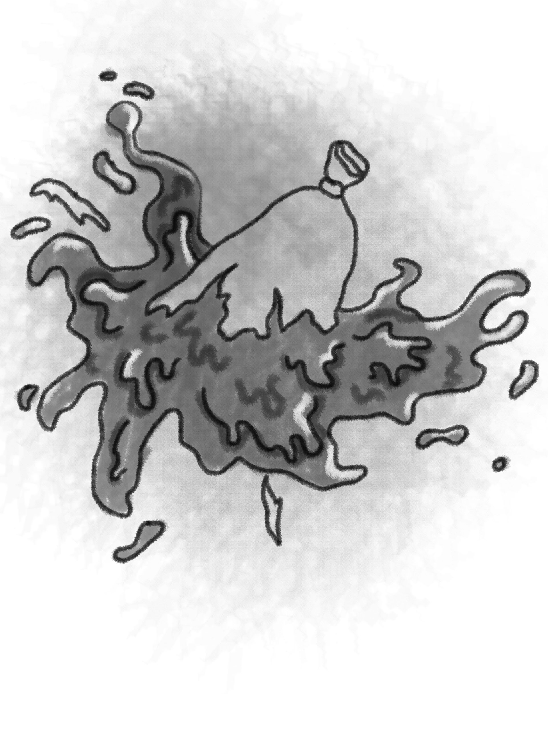 Illustration of a splatting mucus balloon.